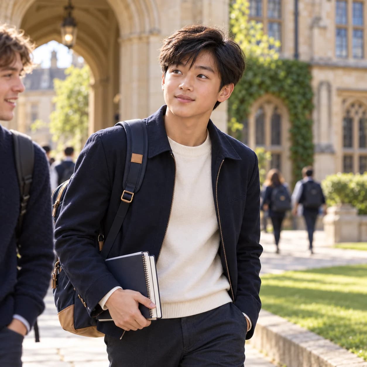 同一位青年背着熟悉的书包走入大学校园